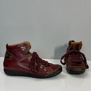 Pikolinos Lisboa Lace Up Ankle Boots Red Brown Leather Women’s Size 36(6)